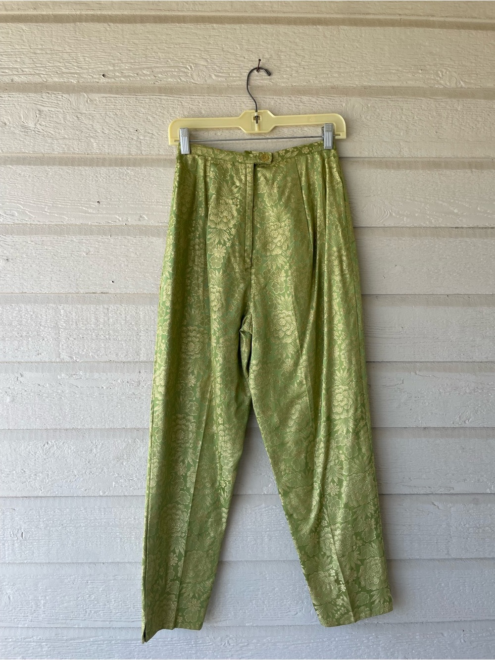 Vintage Kamehameha 2-Pc Green/Gold Floral Woven Blazer/Pant Set - Picture 9 of 13